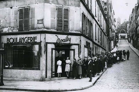 Standing in endless Que`s searching for food and a rumbling stomach is most Parisians main memory of the occupation You could even pay someone to que for you for 7 francs an hour!