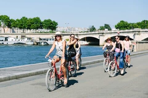 Pedal along the cycling paths along the river.
