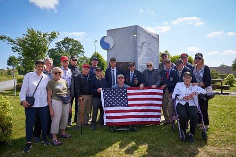 Veterans from the USA visit the battlefields outside St Lo.