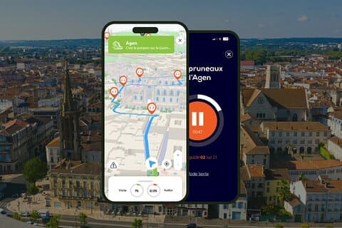 GPS Audioguide application: From Place Wilson to Saint-Caprais Cathedral (Offline).