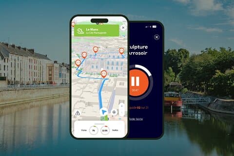 GPS Audioguide application: From the banks of the Sarthe to the Plantagenet City (Offline).