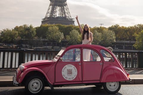 Emily in Paris Tour - in a Pink Citroën 2cv