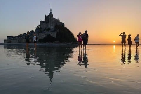 Sunset crossing Mont Saint Michel
