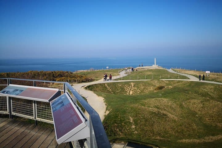 Pointe du Hoc, Normandy. Platform and balcony above a german bunker which overlooks the English Channel in a distance.