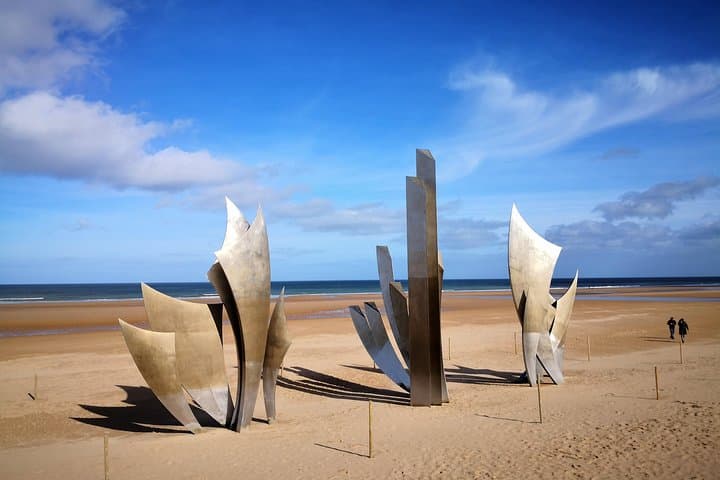 Omaha Beach. Saint Laurent sur Mer. "Easy Green" sector. Monument "The Braves" erected on the beach in 2004.