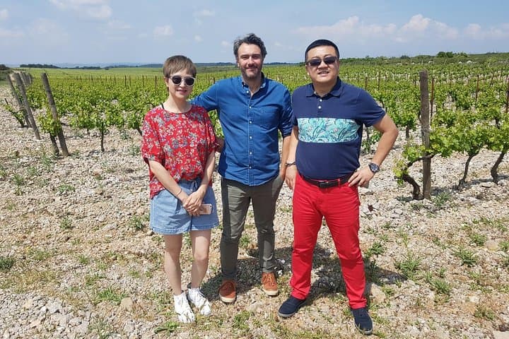 With friends from China meeting the Grower and tasting in the vineyard.