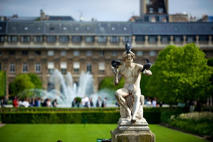 Magnificent gardens and fountains of Palais Royal and Tuileries