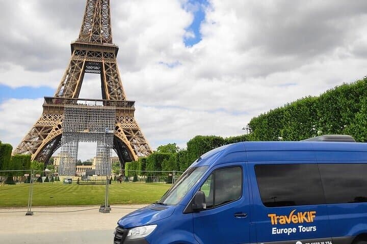 Eiffel tower and our Mercedes Sprinter