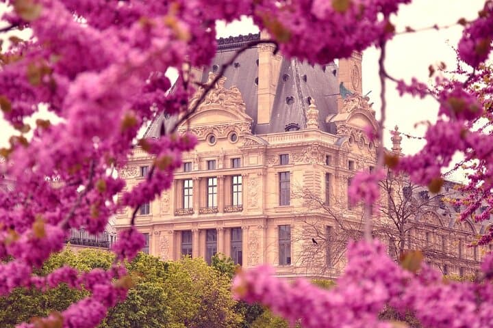 A view of the Louvre from the Tuileries garden