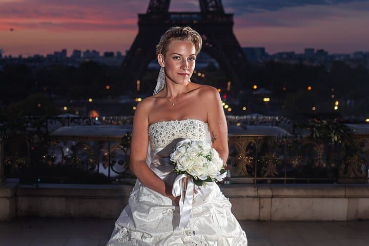 Iconic Portraits in an Exclusive Photoshoot at the Eiffel Tower