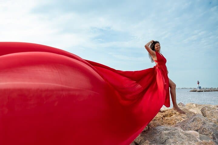 Port Camargue Flying Dress Photoshoot