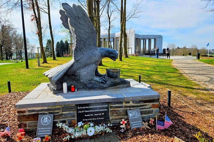 See the Screaming Eagle statue in honor of the 101st.