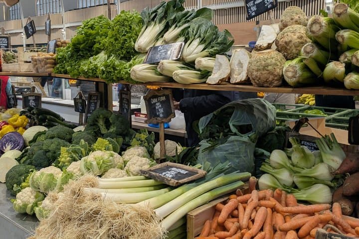 Fresh vegetables at Villefranche’s covered market