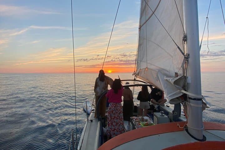 Sailing boat ride at sea
