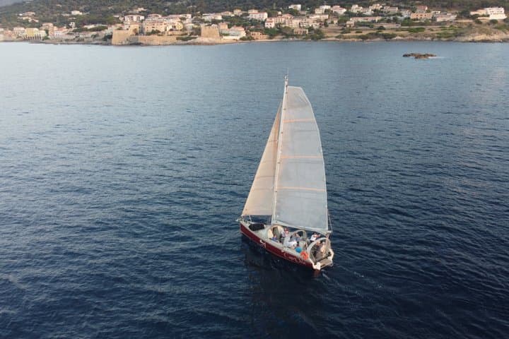 Sailing boat ride at sea