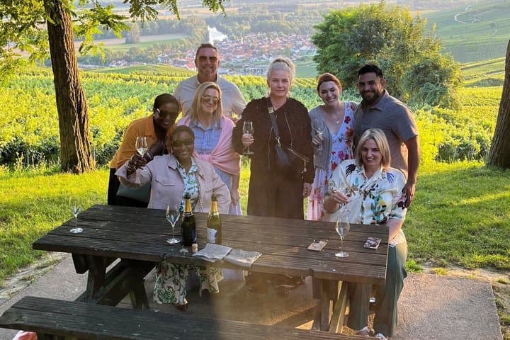 From Paris Champagne Sunset Tour with Dinner Tastings and Pickup