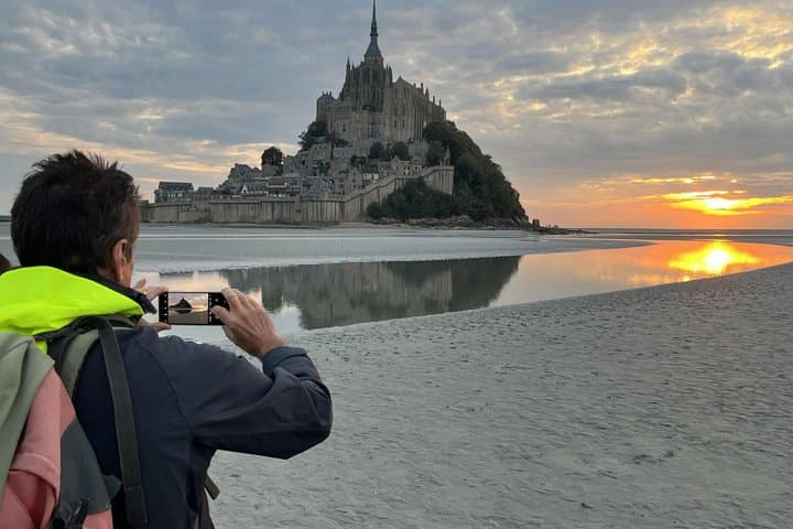 Sunset crossing Mont Saint Michel