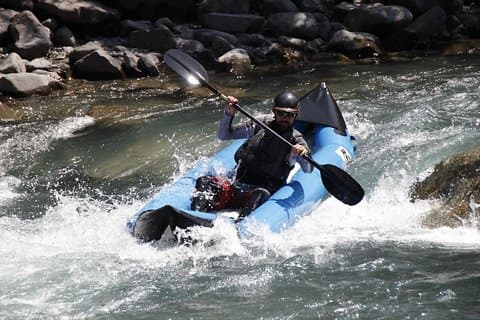 Hot dog (inflatable canoe) on the Ubaye