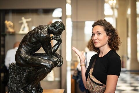 Our guide Flora in Rodin's Museum in front of the Thinker. A private tour by My Private Paris