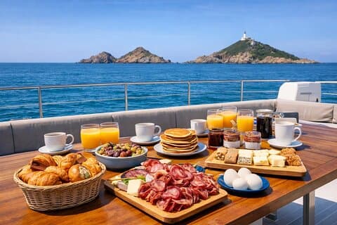Brunch in Catamaran with bloodthirsty islands