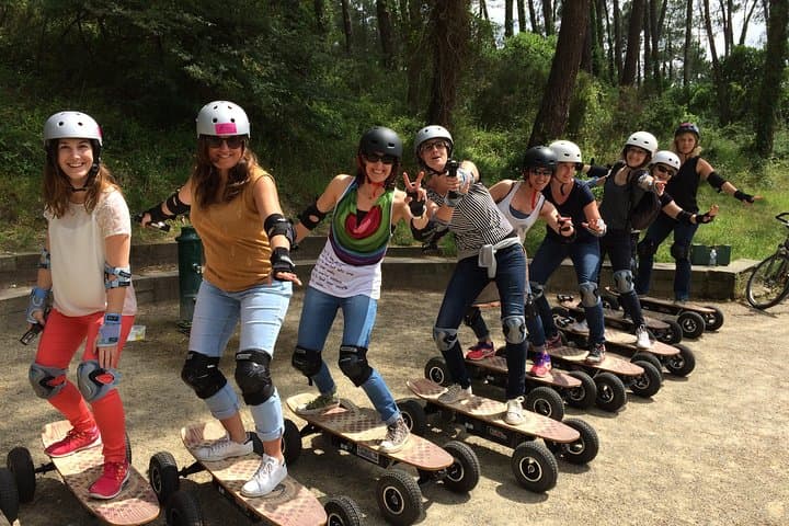 Cross electric skateboard ride