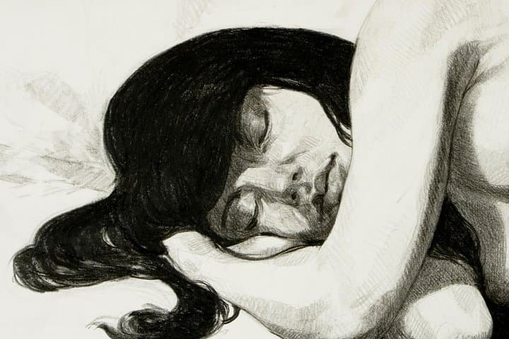 Life model drawing in an art studio