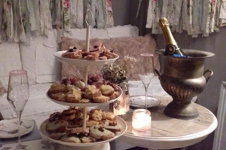 Aperitif dinner in a bohemian caravan