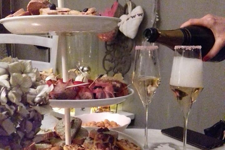 Aperitif dinner in a bohemian caravan