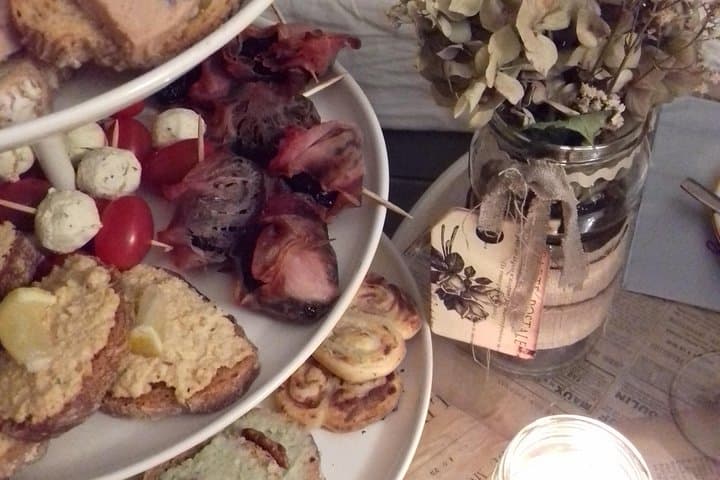 Aperitif dinner in a bohemian caravan
