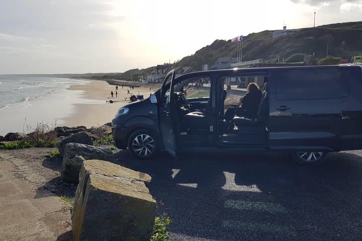 Our spacious, air-conditioned van (photo - Omaha Beach)