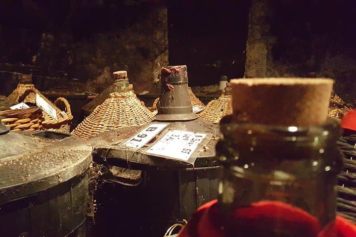 Old eaux-de-vie waiting for blending in a cellar