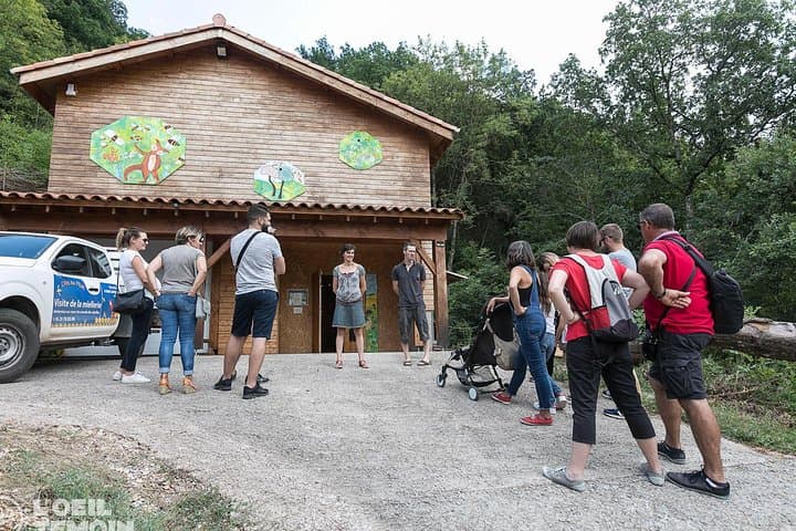 Our organic honey house is a self-constructed building made of local wood