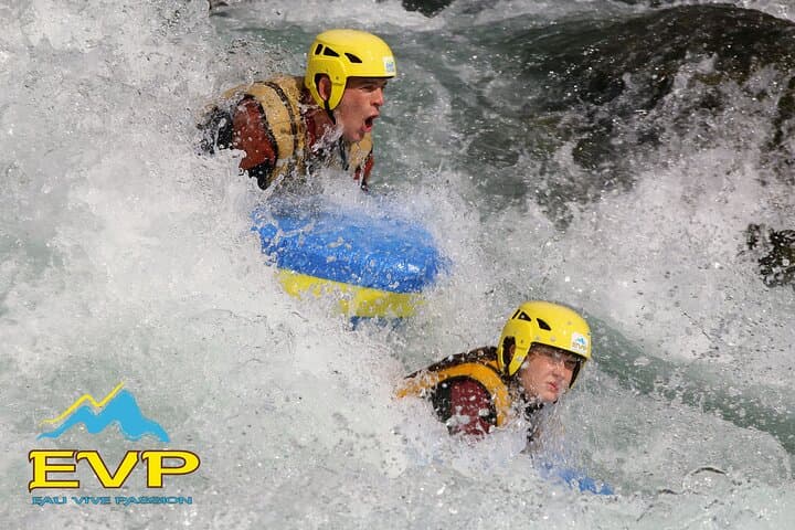 Whitewater swimming (Hydrospeed) on the Durance