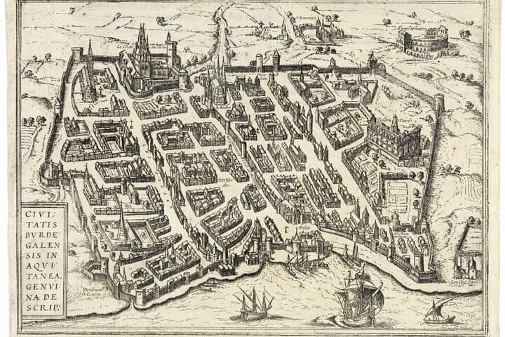 Guided tour Bordeaux Middle Ages 1492 Green Bordeaux map of Bordeaux