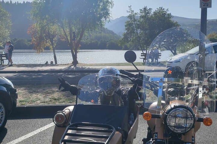 vintage sidecar ride in Auvergne