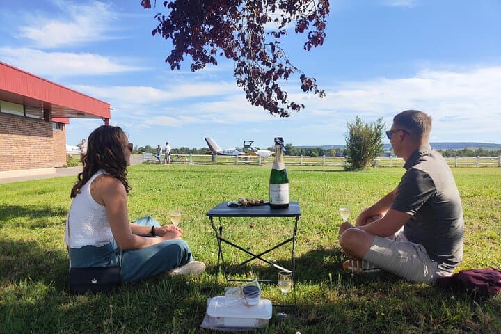 Flying over and tasting in the champagne vineyards.