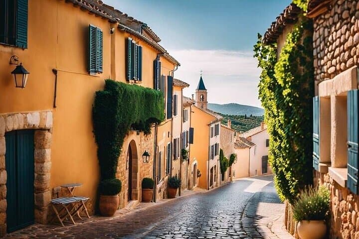Grimaud iconic Village Private Tour and Cruise in Electric Boat