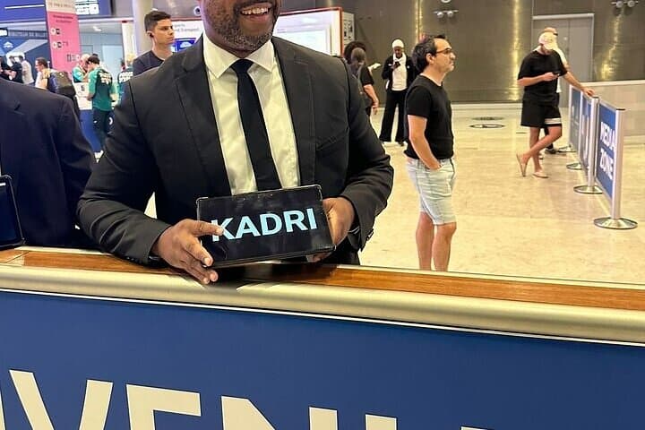 Welcome sign with your name at the exit of CDG airport