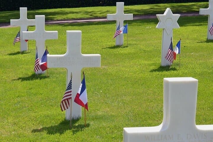 American soldiers graves in the Normandy American Cemetery at Colleville-sur-mer.