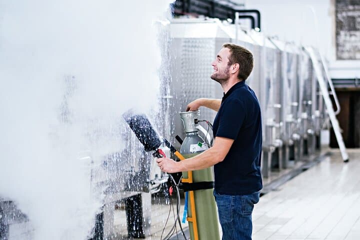 Brice in the winery