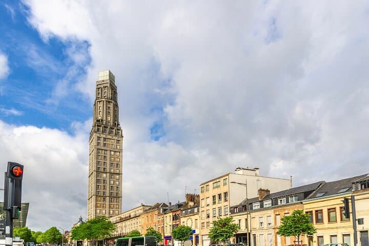 Perret Tower: The first skyscraper in Europe (1952), symbol of reconstruction rising in front of the Cathedral.
