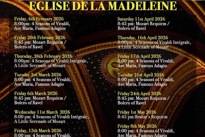 Classical Music Concert Ticket at the Madeleine Church