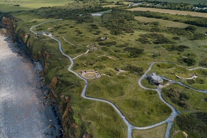 Aerial photo by drone of the beaches of Normandy and the landing in Summer, France
