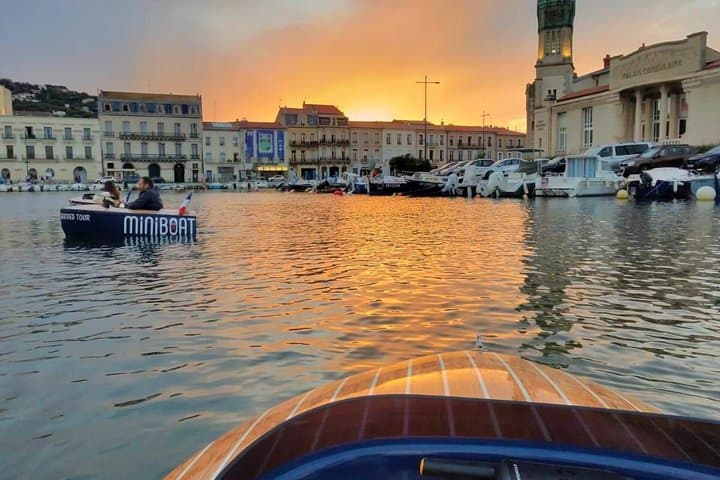 Set in miniboat at sunset