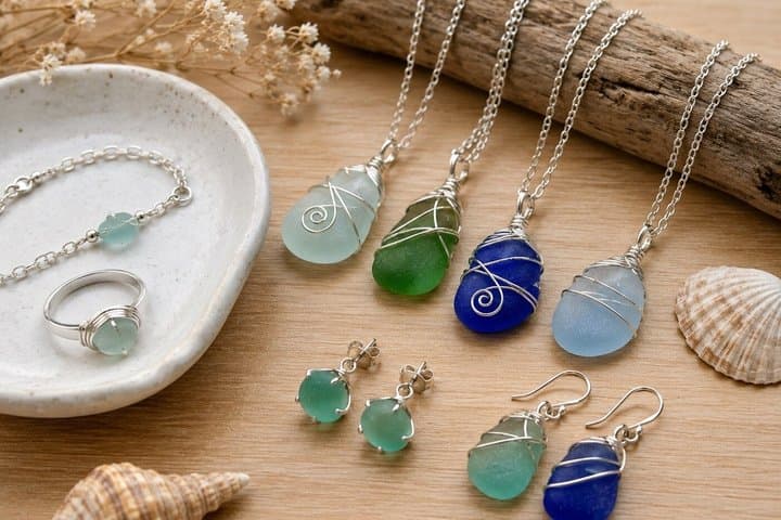 Paris Create Your Own Sea Glass Pendant and Earrings Set