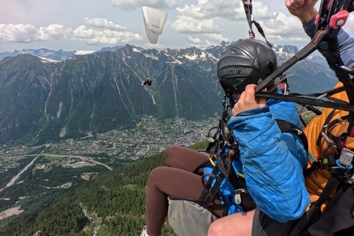 Paragliding baptism facing Mont Blanc