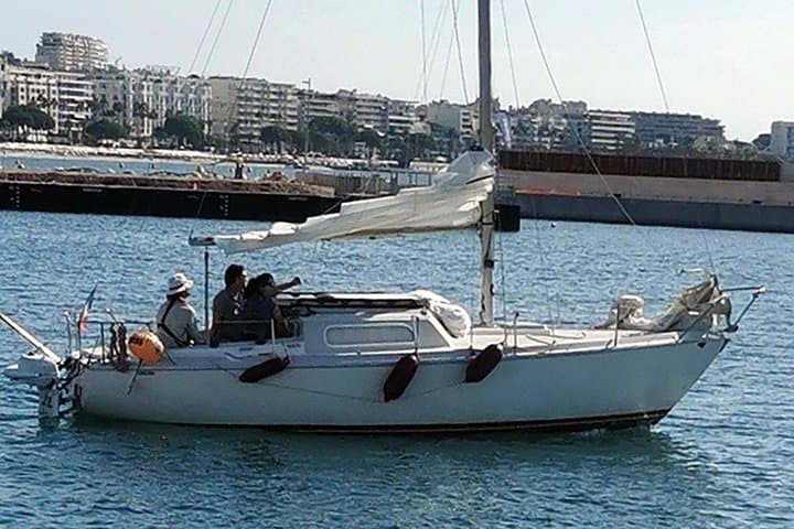 Aperitif on the island in vintage sailboat